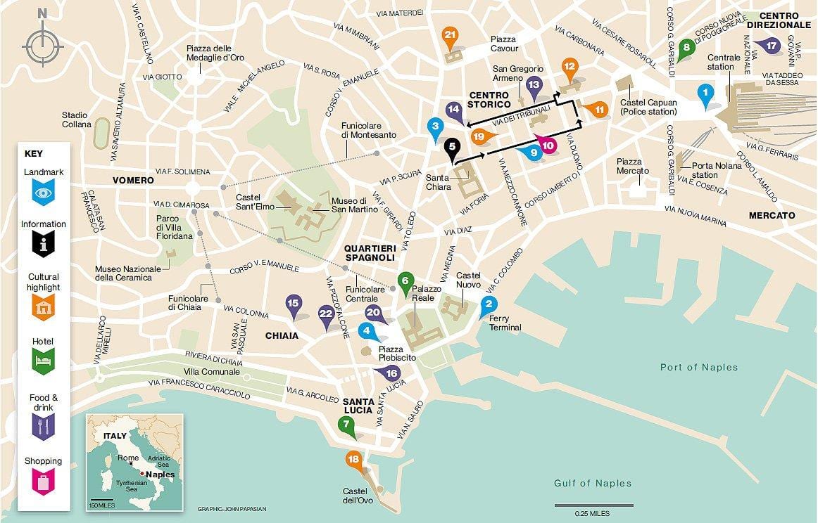 Mapa centro storico naples