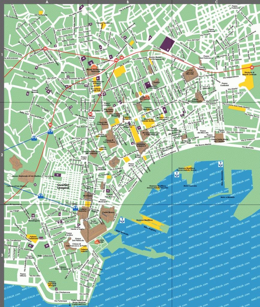 neapol turistické atrakcie mapu