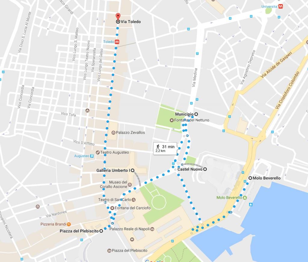 neapol pešia prehliadka mapu